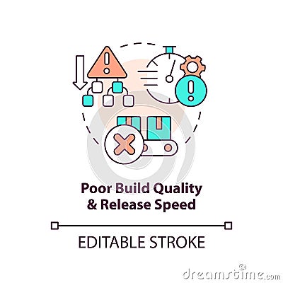 Poor build quality and output speed concept icon Vector Illustration