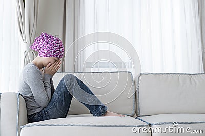 Poor cancer woman Stock Photo