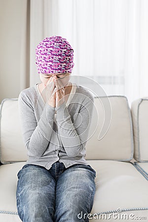 Poor cancer woman Stock Photo
