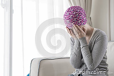 Poor cancer woman Stock Photo