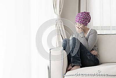 Poor cancer woman Stock Photo