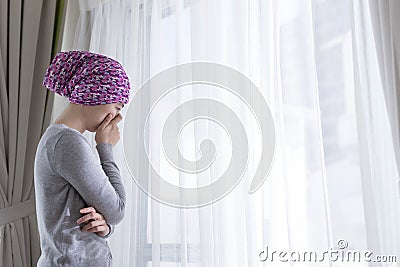 Poor cancer woman Stock Photo