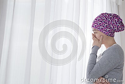 Poor cancer woman Stock Photo