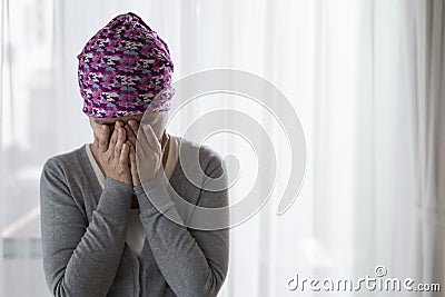 Poor cancer woman Stock Photo