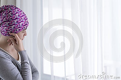 Poor cancer woman Stock Photo