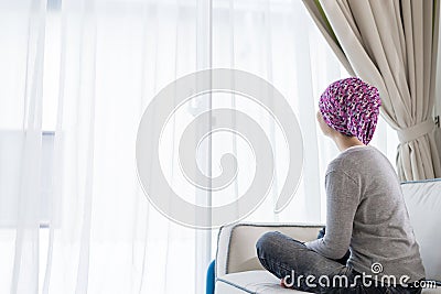 Poor cancer woman Stock Photo