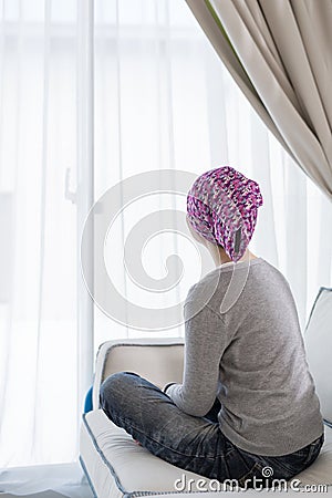 Poor cancer woman Stock Photo