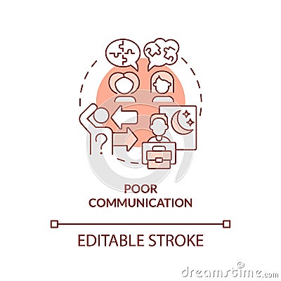 Poor communication red concept icon Vector Illustration