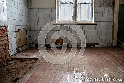 Poor condition house. Reconstruction, renovation and re-planning Stock Photo