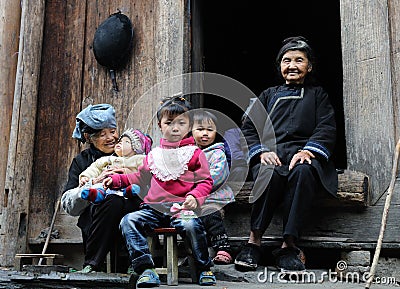 Poor family in the old village in Guizhou, China Editorial Stock Photo