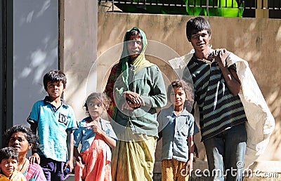 A poor family in slum with happy life Editorial Stock Photo