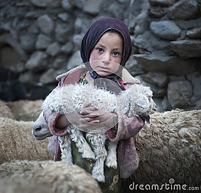 Poor girl from Upper Shimshal village Editorial Stock Photo