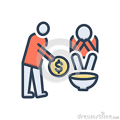 Color illustration icon for Poor, indigent and poverty Cartoon Illustration