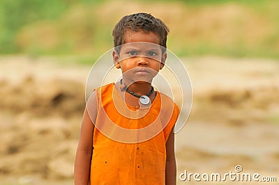 Poor indian child Stock Photo