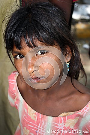 Poor Indian Girl Stock Photo