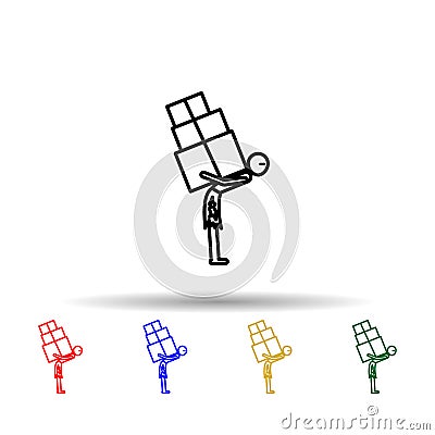 Poor man worker multi color icon. Simple thin line, outline vector of poor peaple icons for ui and ux, website or mobile Stock Photo