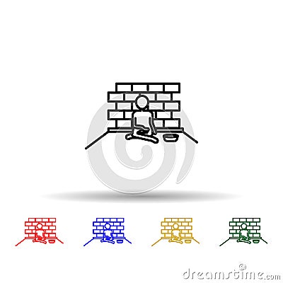 Poor men beg street multi color icon. Simple thin line, outline vector of poor peaple icons for ui and ux, website or mobile Stock Photo