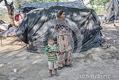 Poor people at their home Editorial Stock Photo