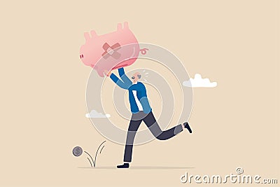 Poor retiree old man, broke losing all pension or retirement funds, financial problem, poverty or bankruptcy after retired concept Vector Illustration