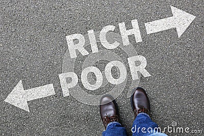 Poor rich poverty finances financial success successful money bu Stock Photo