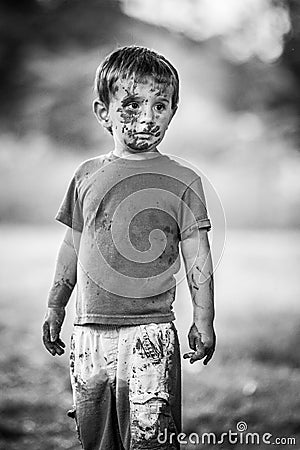 Sad Homeless Boy Stock Photo