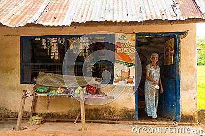 Poor shop in Sri Lanka with limited stock. Small assortment Editorial Stock Photo