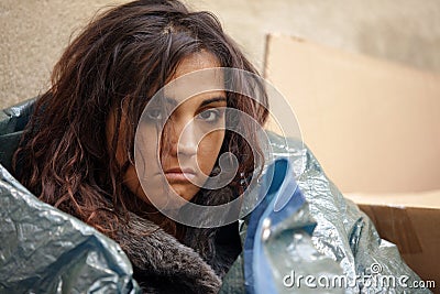 Poor woman portrait Stock Photo