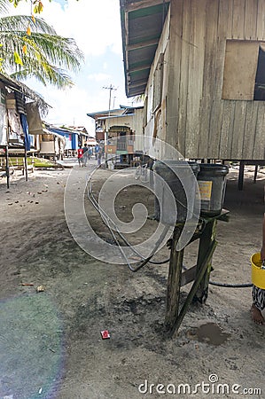 Poor wooden house at Mabul Island, Sabah, Malayia Editorial Stock Photo