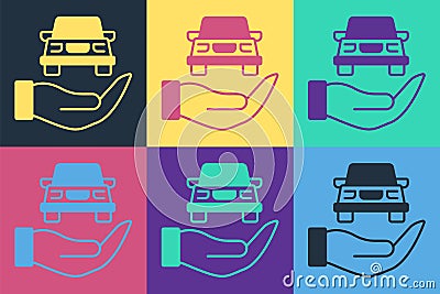 Pop art Auto service check automotive icon isolated on color background. Car service. Vector Vector Illustration