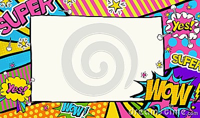 Pop Art background.Advertising poster.Pop Art frame for place for text. Stock Photo