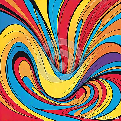 Pop art background color swirl colorful hippie 1960 Cartoon Illustration