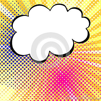 Pop art background. Points and rays, speech bubble. Vector Vector Illustration