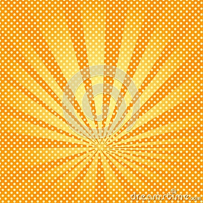 Pop art background rays of the sun are orange and yellow. Vector Illustration