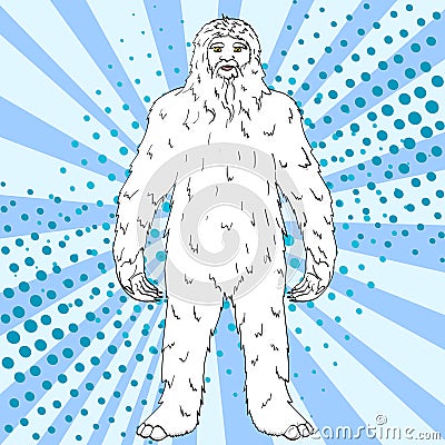 Pop art background vector Nepal, Yeti, Abominable Snowman. Color comic book style imitation big foot Vector Illustration
