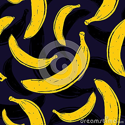 Pop art banana seamless vector pattern Vector Illustration