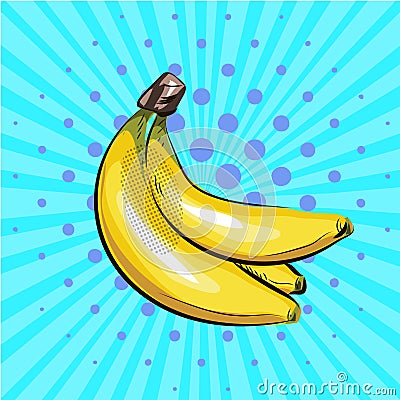 Pop art banana. Vector illustration halftone Vector Illustration