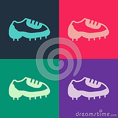 Pop art Baseball boot icon isolated on color background. Vector Stock Photo