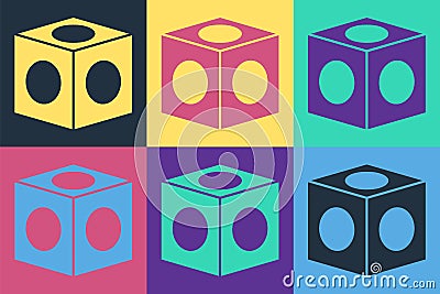 Pop art Billiard chalk icon isolated on color background. Chalk block for billiard cue. Vector Vector Illustration