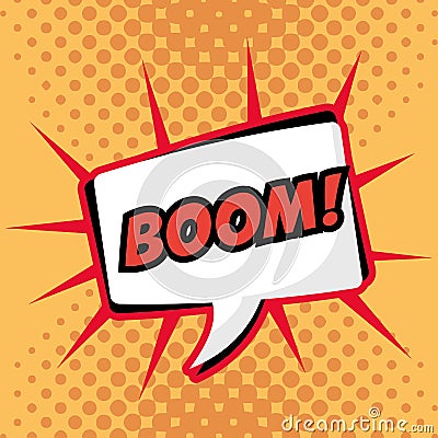 Pop art boom bubble speech dotted background design Vector Illustration