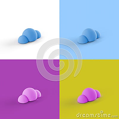 Pop art collage of 3D rendered cloud form isolated on colorful backgrounds Stock Photo