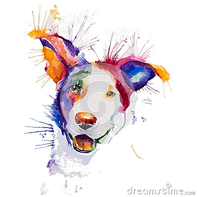 POP ART COLORED WATERCOLOR ILLUSTRATION OF DOG Vector Illustration