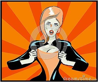 Pop Art Comic book woman Under Cover, comic book style. Stock Photo