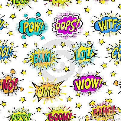 Pop art comic bubbles vector cartoon popart balloon bubbling colorful speech cloud asrtistic comics shapes on Vector Illustration