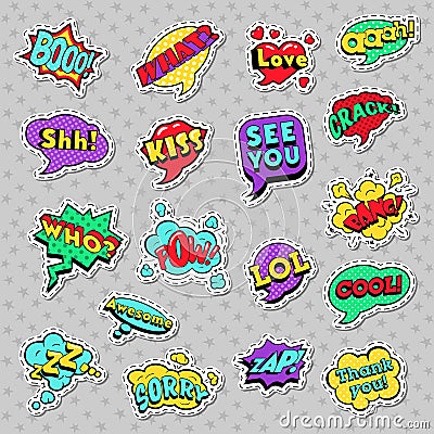 Pop Art Comic Speech Bubbles with Expressions Cool Bang Zap Lol Vector Illustration