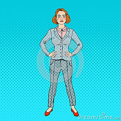 Pop Art Confident Successful Business Woman Vector Illustration