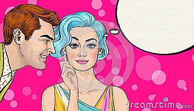 Pop Art Couple. Pop Art love. Shopping Time.Sale and discount time.Love Pop Art illustration .Movie poster.Advertising poster Cartoon Illustration