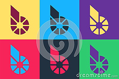 Pop art Cryptocurrency coin Bitshares BTS icon isolated on color background. Physical bit coin. Digital currency Vector Illustration