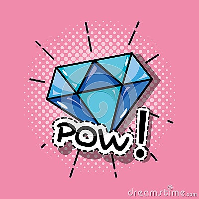 Pop art diamond patch design Vector Illustration