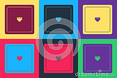 Pop art Ethernet socket sign. Network port - cable socket icon isolated on color background. LAN port icon. Local area Vector Illustration