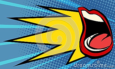 Pop art female mouth scream Vector Illustration